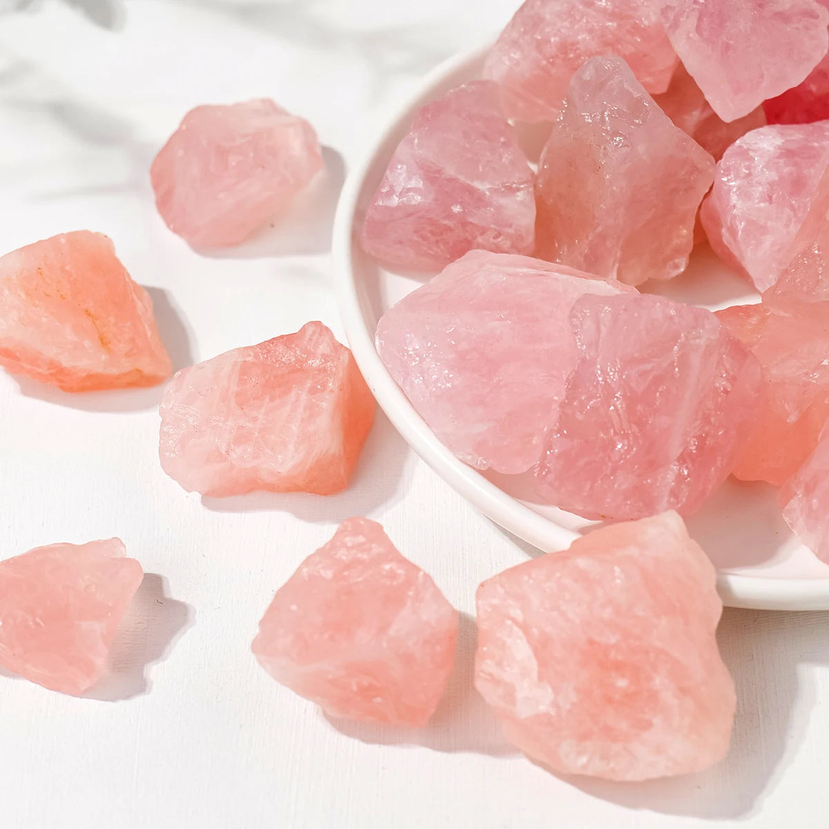 50g/Saco de Quartzo Rosa Natural Bruto – Pedra Rosa Não Polida para Decoração de Casa e Jardim