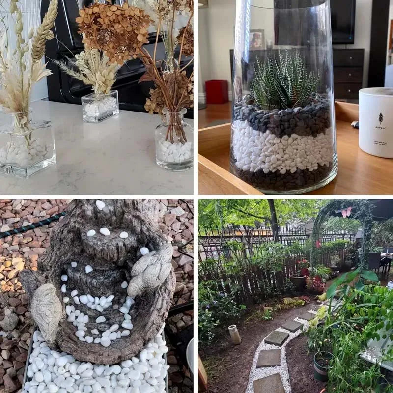100/300/500 g de Pedrinhas Brancas Decorativas para Plantas – Pedras de Rio Naturais para Paisagismo de Jardim, Cultivo de Suculentas & Vasos de Cactos