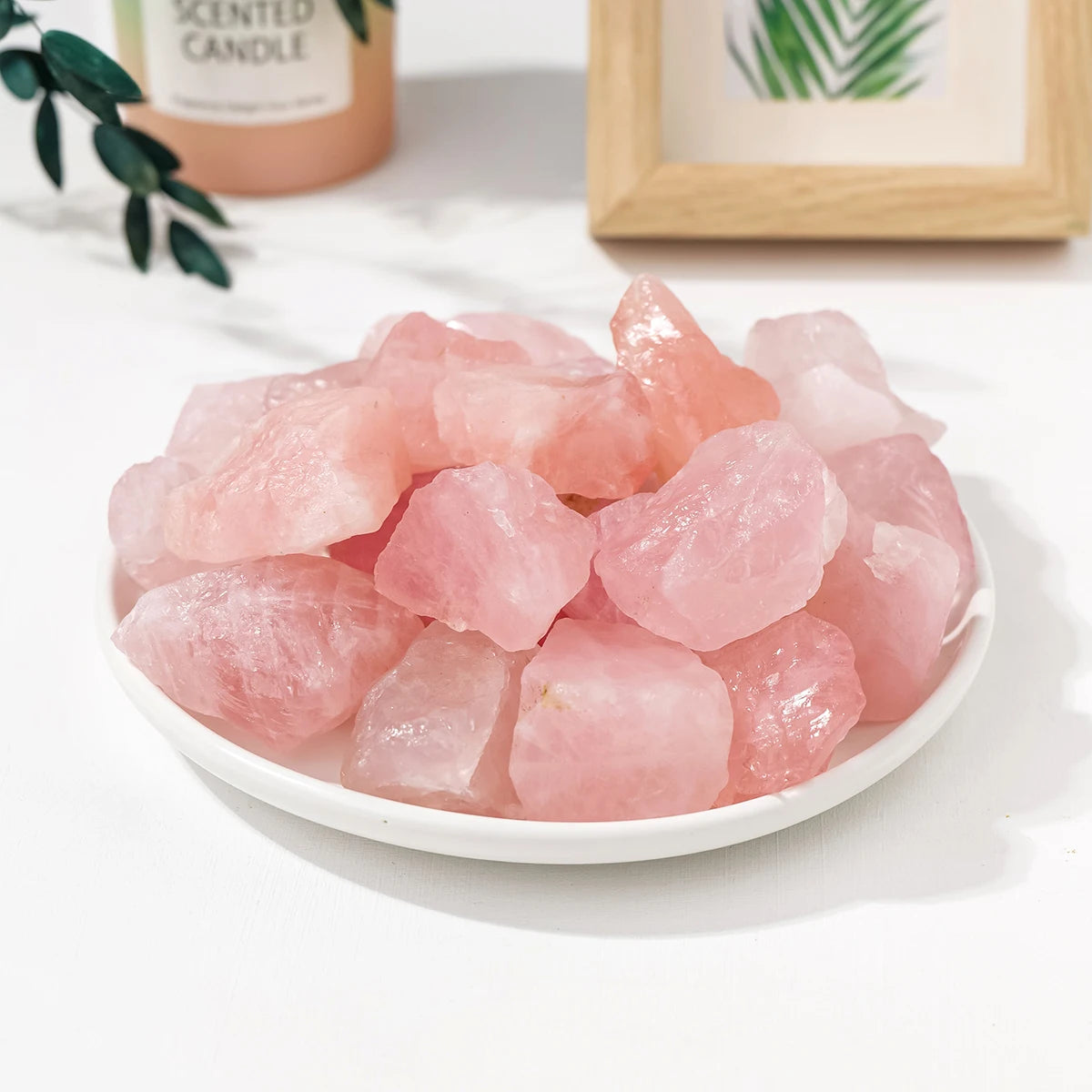 50g/Saco de Quartzo Rosa Natural Bruto – Pedra Rosa Não Polida para Decoração de Casa e Jardim
