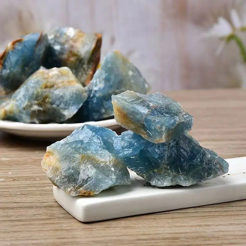 Calcita Azul Rara Natural Bruta – Pedra de Cristal Luxuosa, Amostra Mineral para Decoração