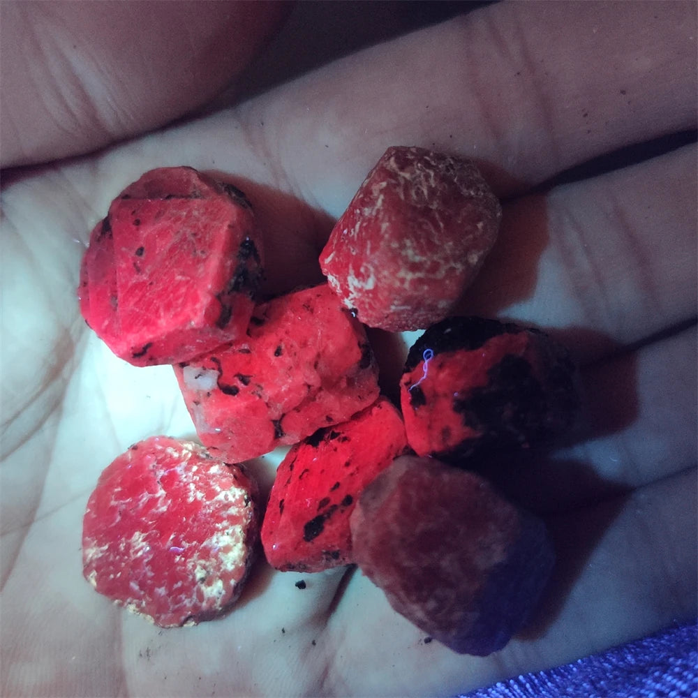 Pedras Naturais de Rubi Real – Rubi para Joias, Gemas Irregulares com Fluorescência Ultravioleta, Cristais e Pedras Decorativas