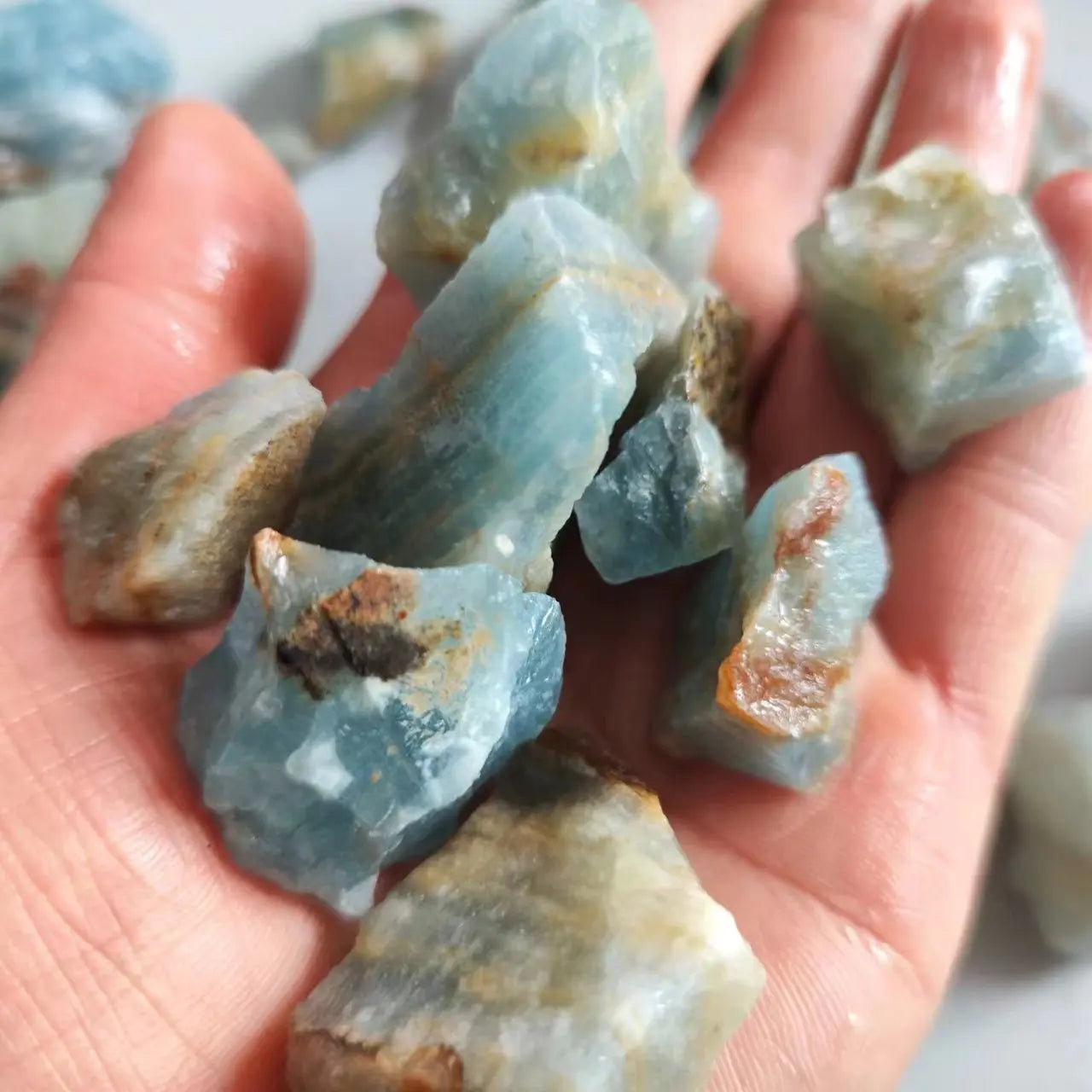 Calcita Azul Rara Natural Bruta – Pedra de Cristal Luxuosa, Amostra Mineral para Decoração