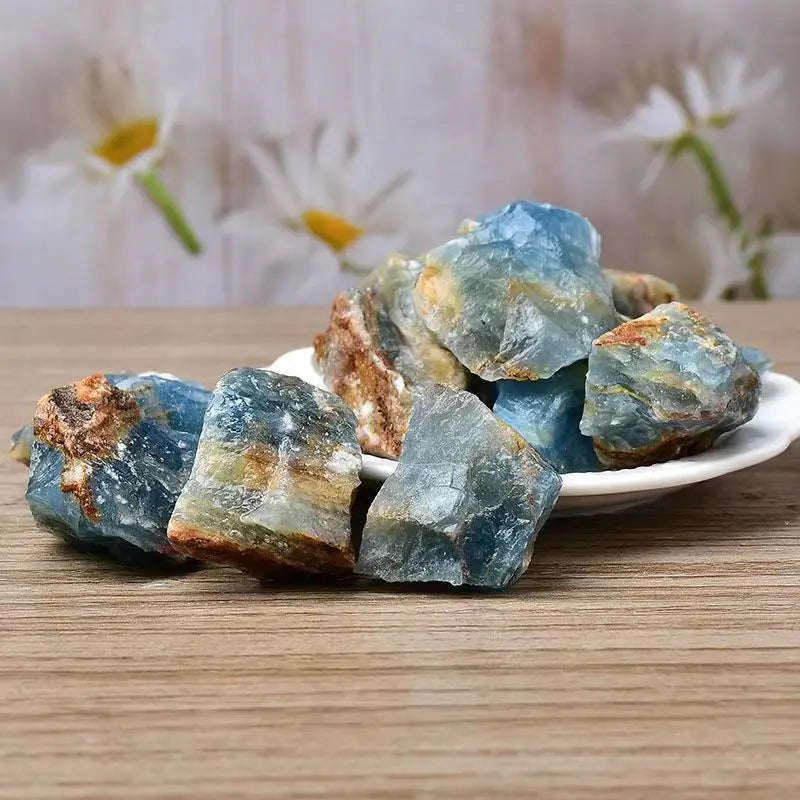 Calcita Azul Rara Natural Bruta – Pedra de Cristal Luxuosa, Amostra Mineral para Decoração