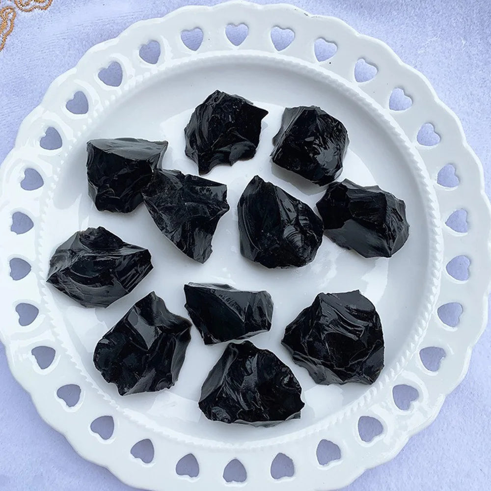 Obsidiana Natural Irregular Bruta / Quartzo Bruto  / Pedras / Rocha Mineral / Amostra Decorativa / Pedra